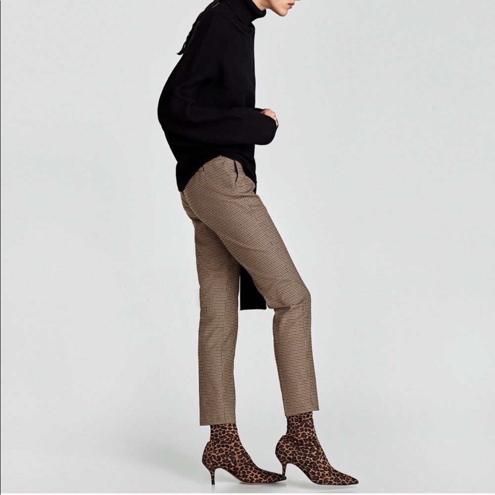 Zara High Waisted Checkered Pants